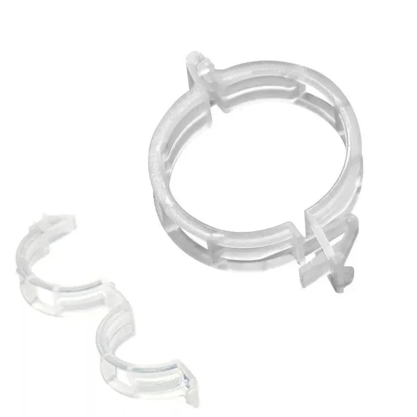 Clear plastic hoop earrings on a white background