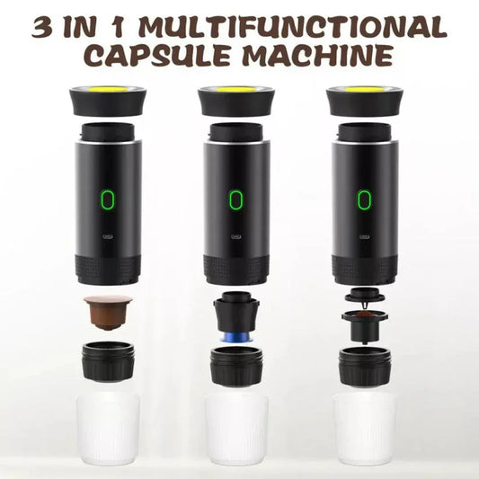 3-in-1 multifunctional capsule machine with various components on a white background