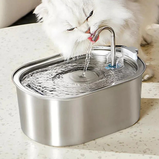 304 Stainless Steel Pet Water Fountain Dog Cat Drinking Dispenser Filter Feeder