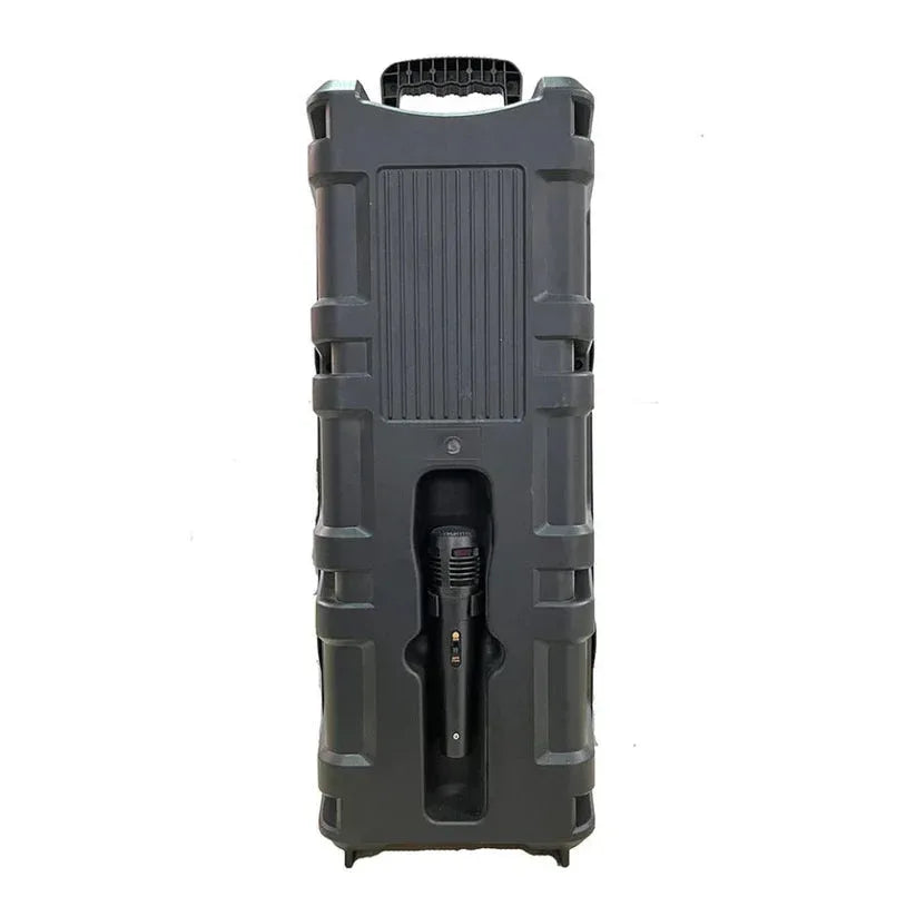Black protective case with a handle on a white background