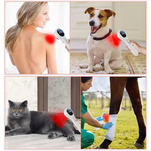 650nm+808nm Cold Laser Red Light Pain Relief Therapy Knee Fit Pet Wounds Healing