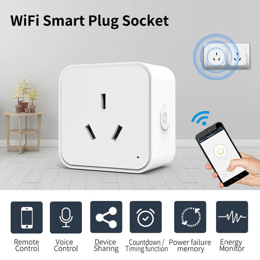 WiFi Smart Plug Socket with smartphone control in a home setting