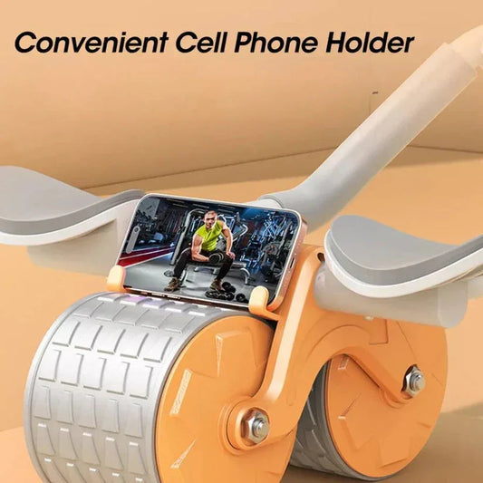 Convenient cell phone holder attached to a scooter with a smartphone displaying a video.