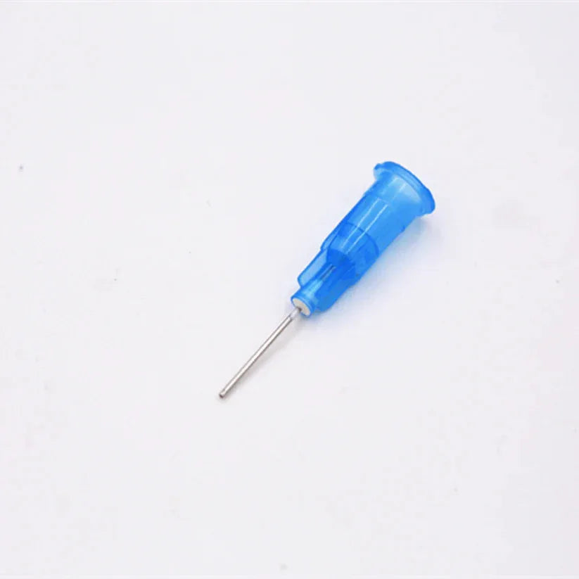 Blue dental tool on a white background