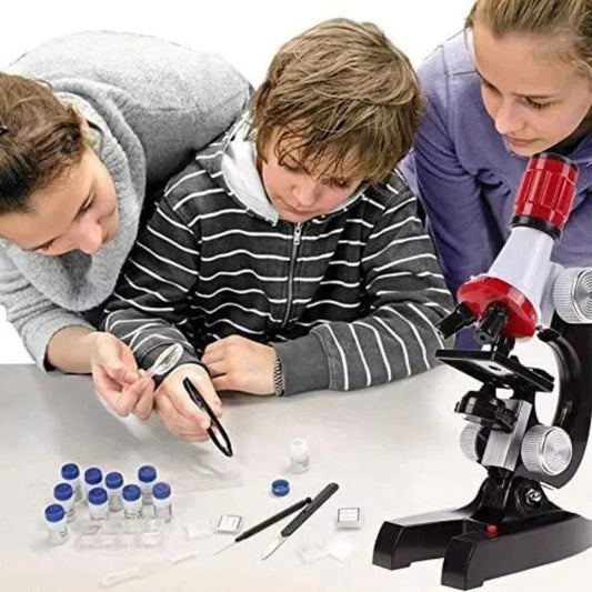 Kid Toy Microscope Science Kit 100X 400X 1200X Educational Lab Magnification