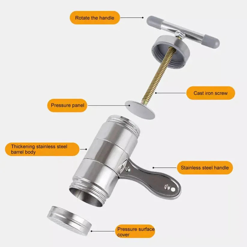 Metal valve with labeled parts on a white background
