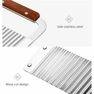 Kitchen Potato Crinkle Cutter Dough Wavy Slicer Steel Vegetable Chip Blade Knife