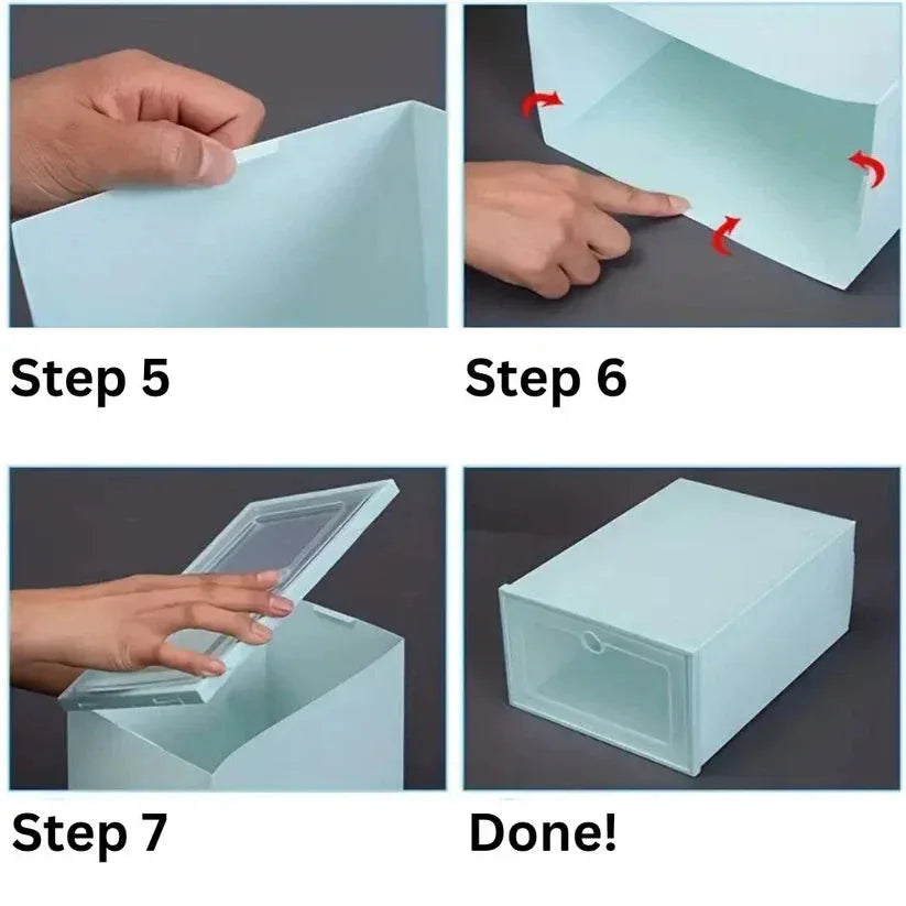 Step-by-step guide on how to assemble a clear plastic box with a lid.