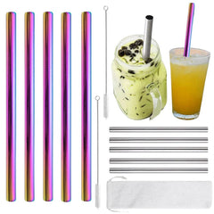 5pcs BOBA Stainless Steel Bubble Tea Straw Extra Wide Metal Reusable Jumbo Pack