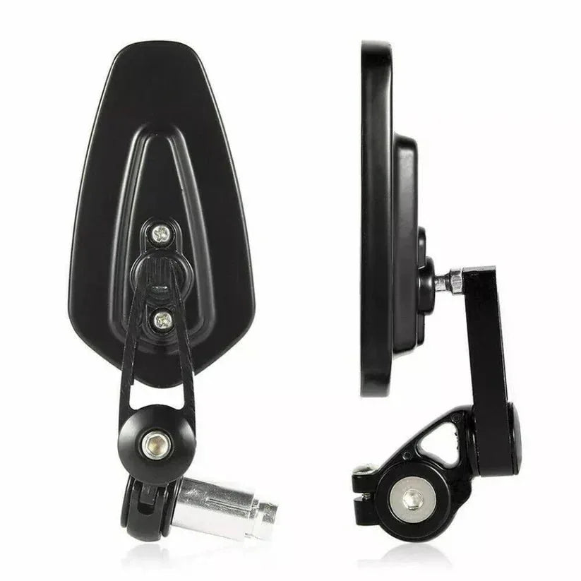 Pair of black motorcycle mirrors on a white background