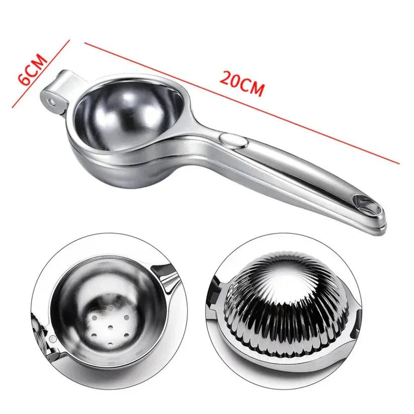 Stainless steel tea infuser with dimensions on a white background