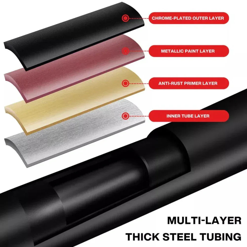 Cross-section of multi-layer thick steel tubing with labeled layers on a white background
