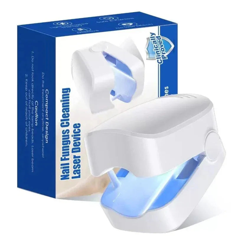 Nail fungus cleaning laser device with blue light on a white background