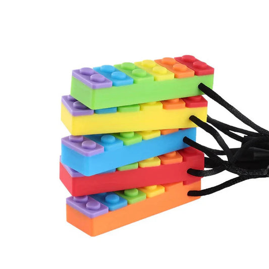 Rainbow Brick Sensory Chew Necklace For Biting, Teething, Autism, ADHD & Fidgeting