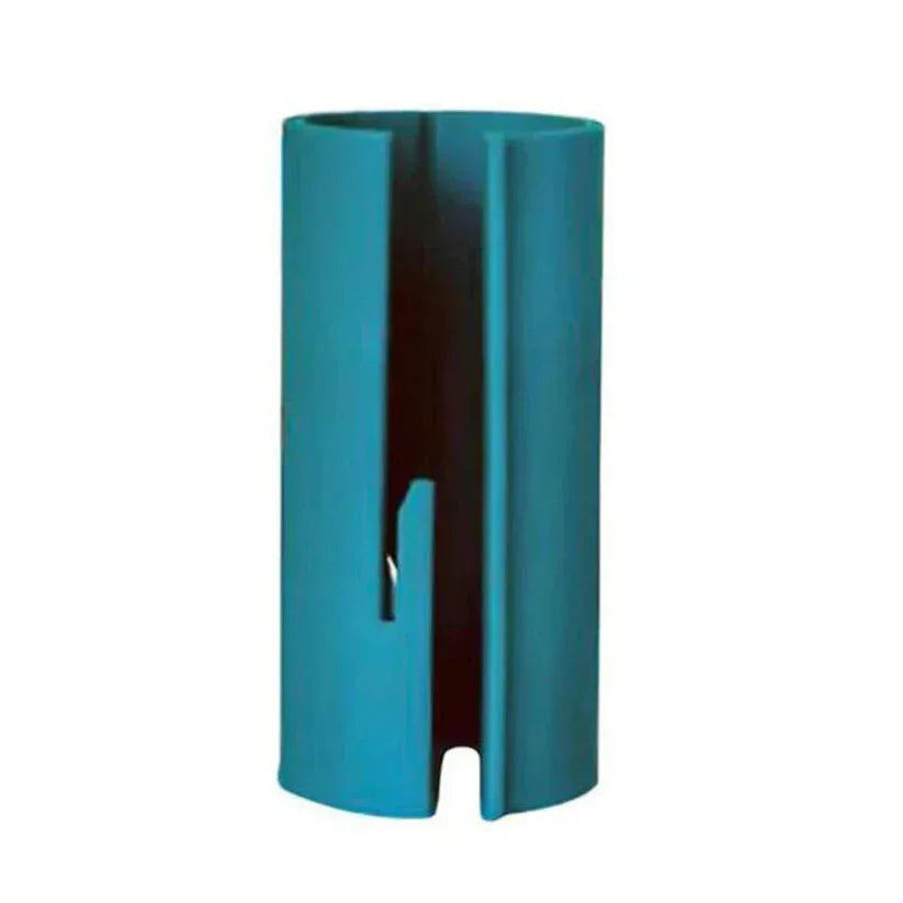 Teal plastic tool on a white background