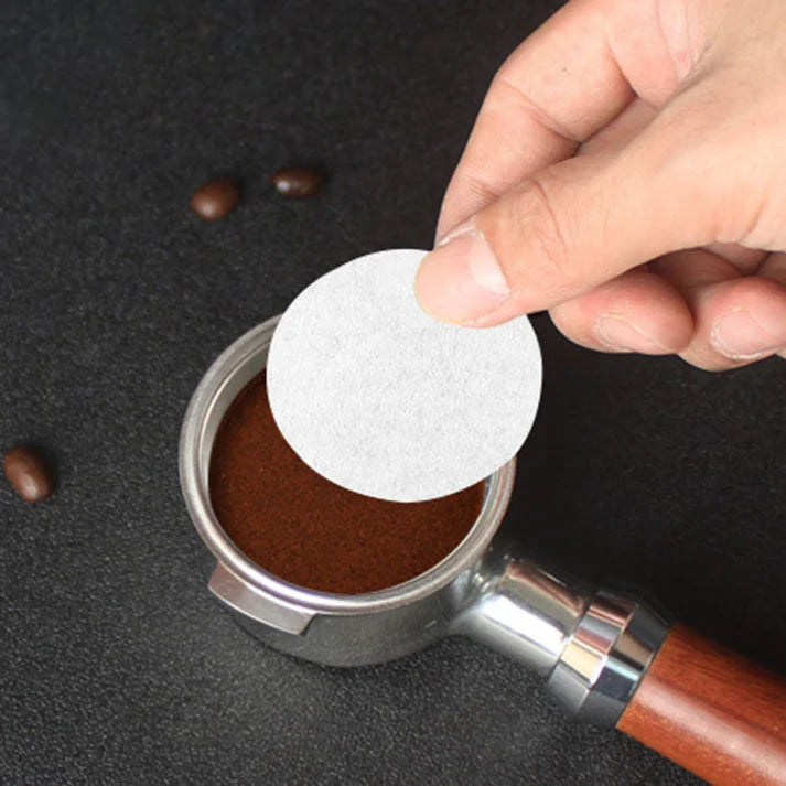 100PCS 51/53/58mm Coffee Machine Filter Paper Powder Round Raw Wood Breville