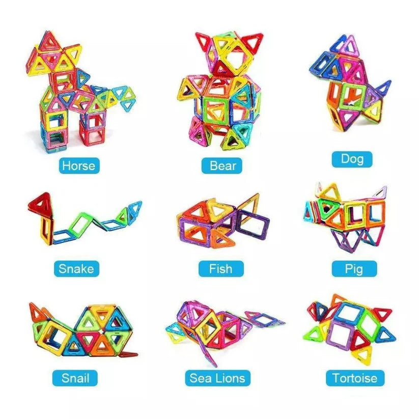 100 Piece Kids Magnetic Blocks Building Magnet Mini Tiles Kit Toys For Boy Girls