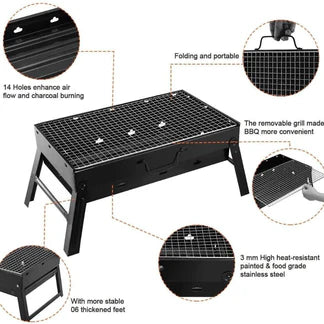 Portable BBQ Grill Charcoal Smoker Barbecue Outdoor Foldable Camping Fire Pit Ausie Sales
