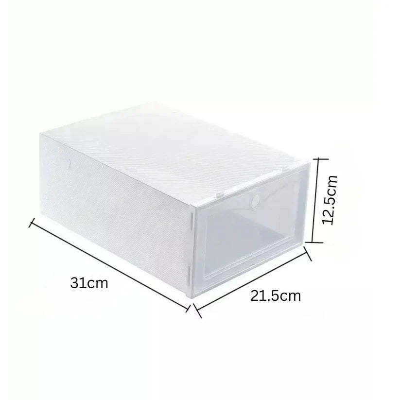 12pcs Foldable Clear Shoe Box Stackable Plastic Storage Case Organiser Rack