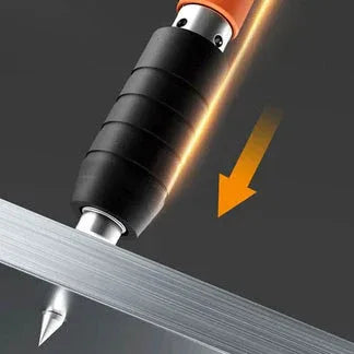 Knife sharpener with a glowing blade on a dark background

