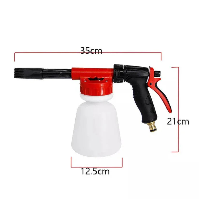Foam cannon with dimensions labeled on a white background

