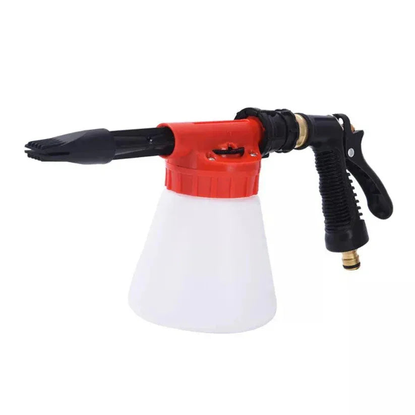 Foam cannon for car washing on a white background

