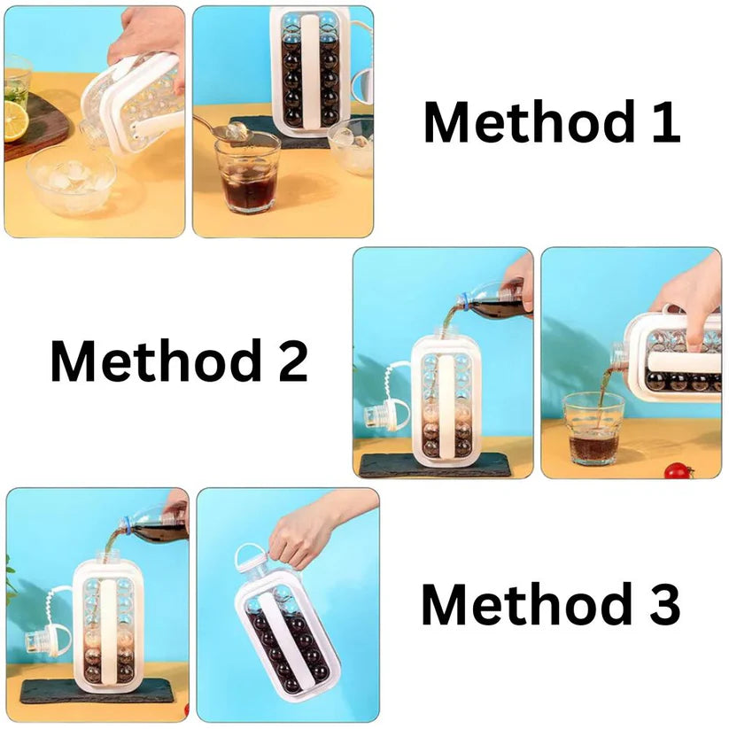 2-in-1 Portable Ice Ball Maker Cube Molds Kettle Cooling Ice for Cocktail
