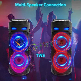 2000W Portable Bluetooth Party Speaker Sub Woofer Heavy Bass Sound System & MIC