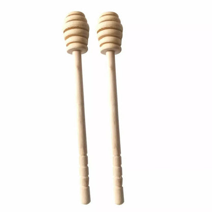 2PCS 16cm Long Wooden Honey Jam Dipper Wood Stirring Rod Stick Syrup Spoon