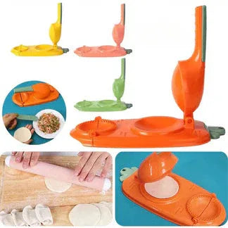 Multifunctional dough press tool with various uses shown in inset images.

