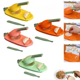 Set of colorful garlic peeling devices with garlic peels on a white background


