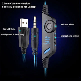 3.5mm Gaming Headset MIC LED Headphones Surround for PC PS4 Xbox One Mac Laptop