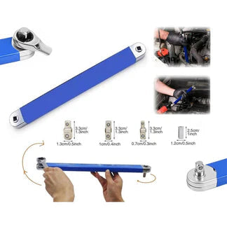39cm Spanner Extension Wrench Set Offset Ratchet Extender with Adapters