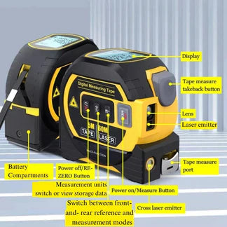 3 In 1 Digital Laser Tape Measure High Precision Rangefinder