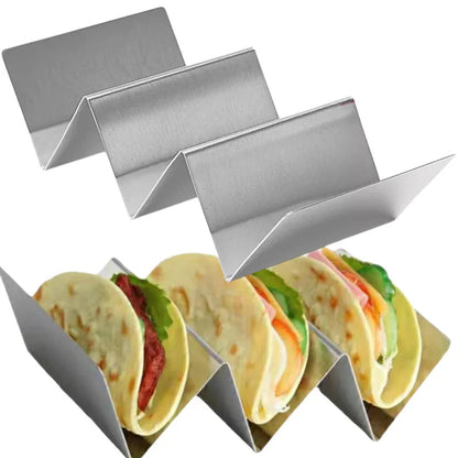 3 Slots Stainless Steel Taco Shell Holder Tray Rack Holds Kitchen Stainless Steel Tray Rack Tortilla Stand