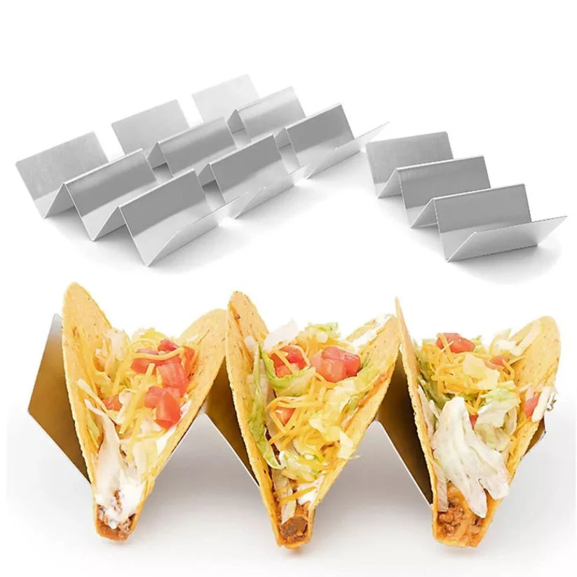 3 Slots Stainless Steel Taco Shell Holder Tray Rack Holds Kitchen Stainless Steel Tray Rack Tortilla Stand