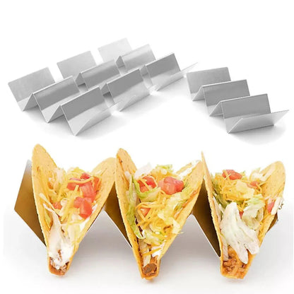 3 Slots Stainless Steel Taco Shell Holder Tray Rack Holds Kitchen Stainless Steel Tray Rack Tortilla Stand