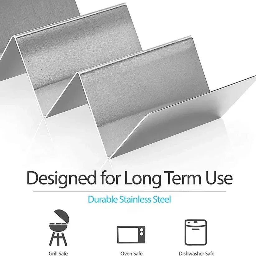 Stainless steel cookware with text 'Designed for Long Term Use' and icons indicating safety for grill, oven, and dishwasher.

