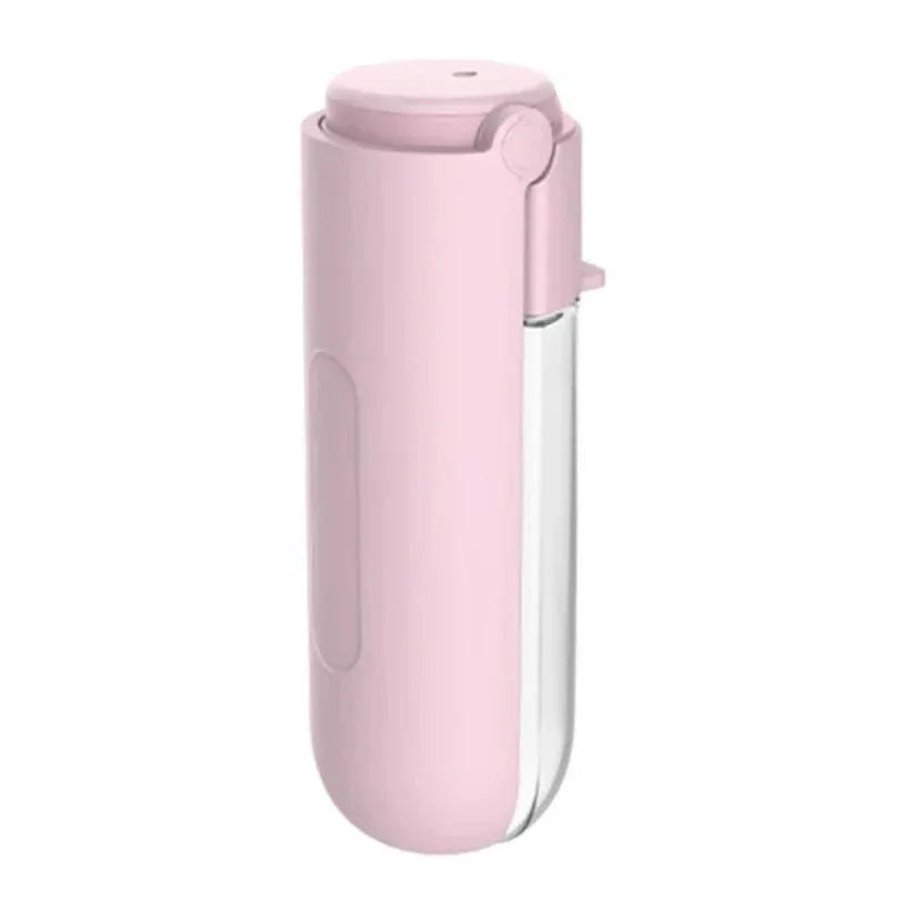 Pink handheld device on a white background

