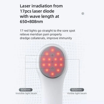 650nm+808nm Cold Laser Red Light Pain Relief Therapy Knee Fit Pet Wounds Healing