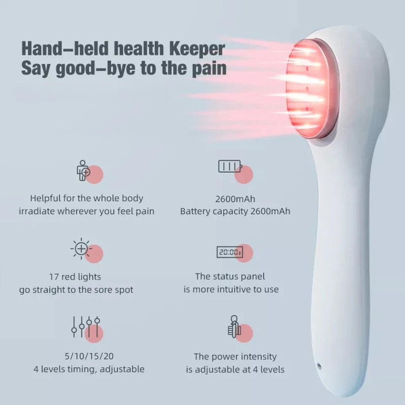 650nm+808nm Cold Laser Red Light Pain Relief Therapy Knee Fit Pet Wounds Healing