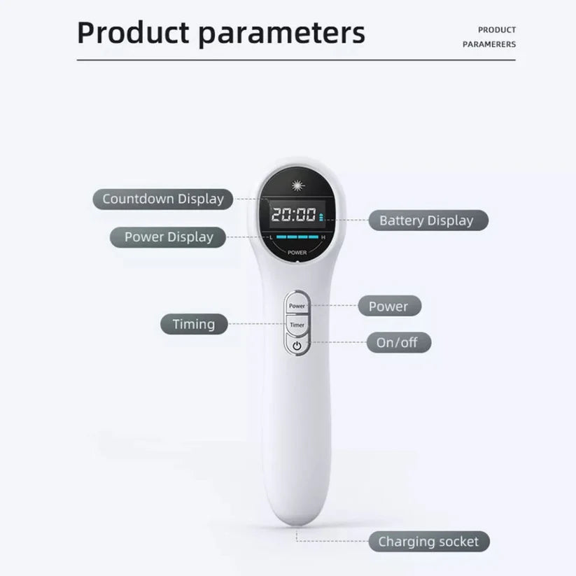 650nm+808nm Cold Laser Red Light Pain Relief Therapy Knee Fit Pet Wounds Healing