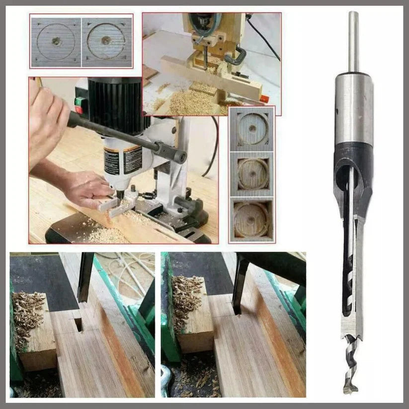6Pcs Square Hole Saw Drill Bit Auger Mortising Chisel Woodworking 6.35-16mm