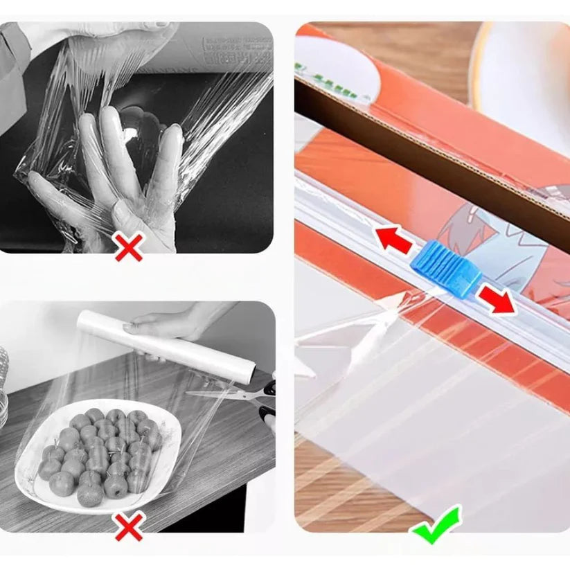 6pcs Reusable Food Wrap Dispenser Plastic Cutter Foil Cling Film