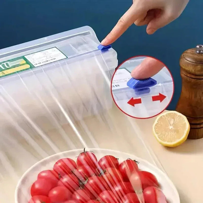 Hand opening a clear plastic food storage container with tomatoes on a table.

