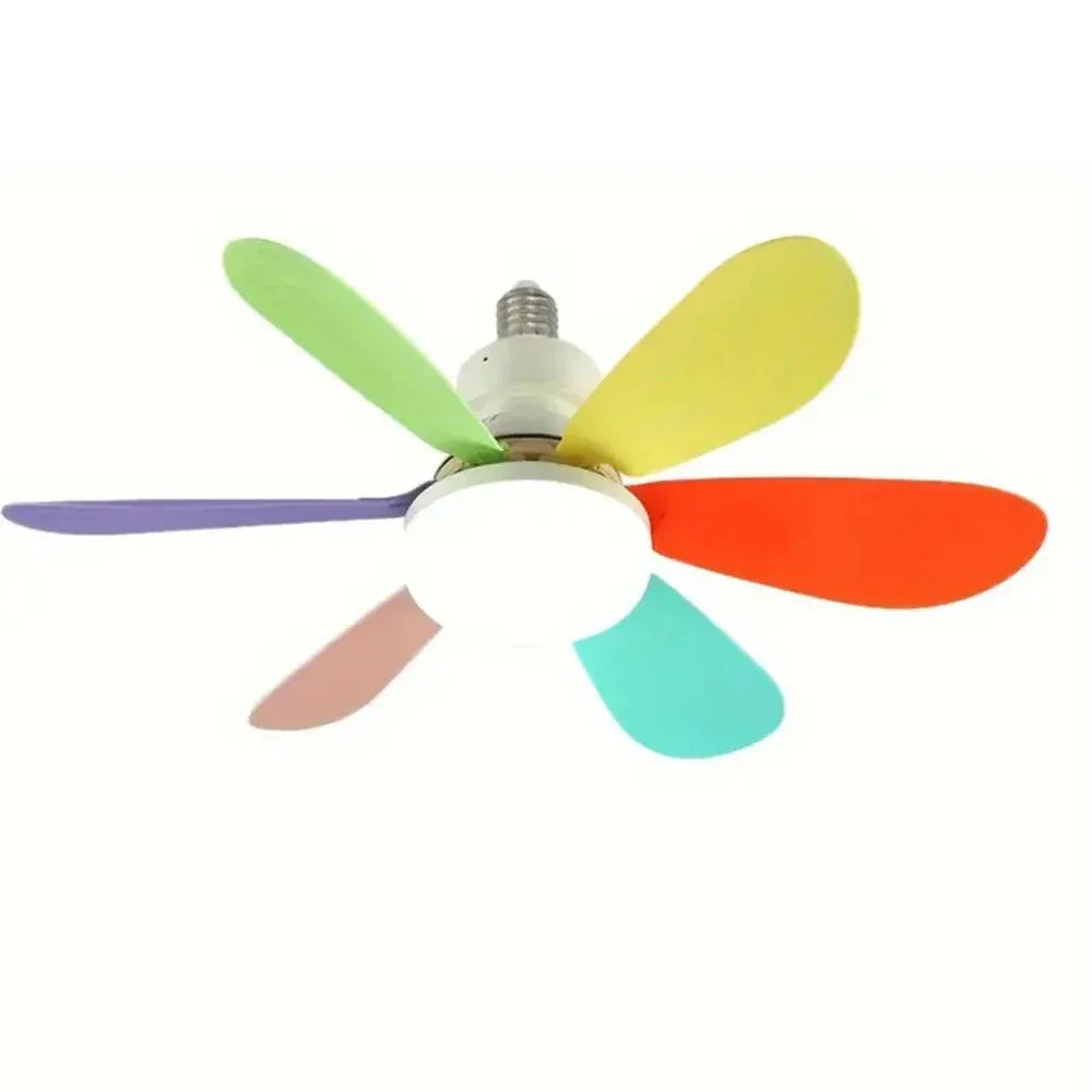 Colorful fan blade design on a white background

