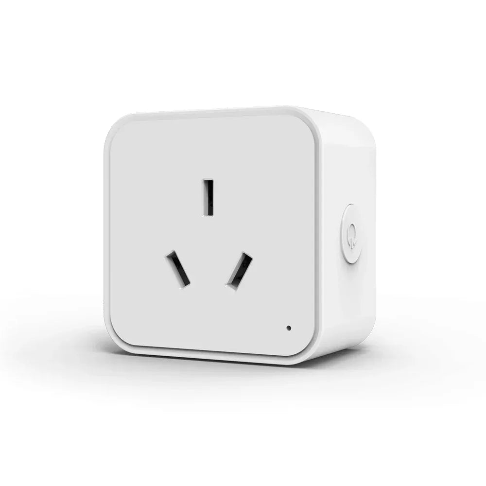 White smart plug on a white background

