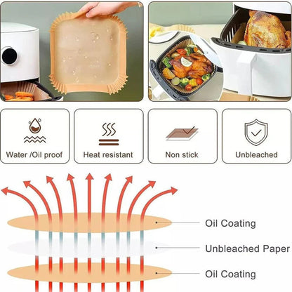 Air Fryer Non-Stick Waterproof Disposable Paper Liner Microwave Oven
