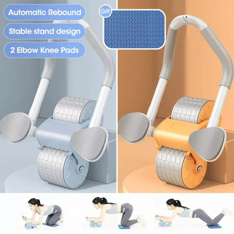 Physical therapy roller with elbow and knee pads on a plain background

