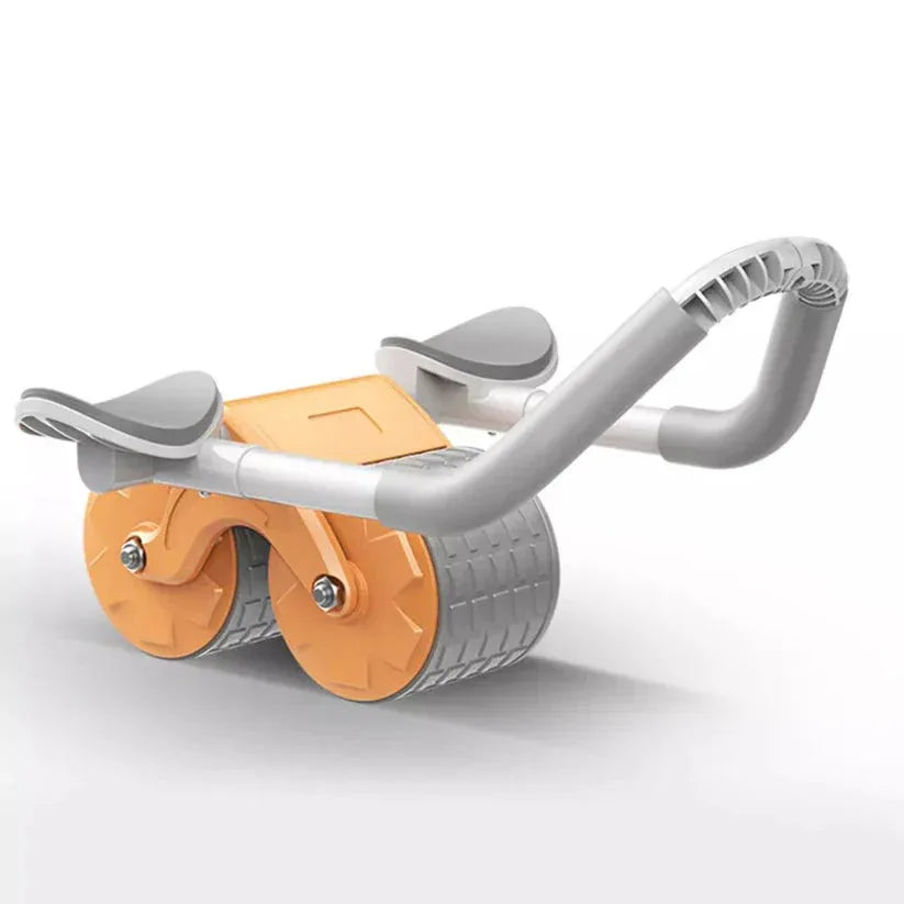 Children's toy bike with orange and gray design on a white background

